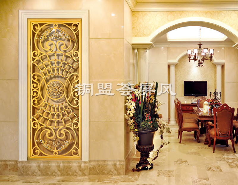 P036,銅藝屏風,純銅隔斷,客廳鏤空屏風隔斷